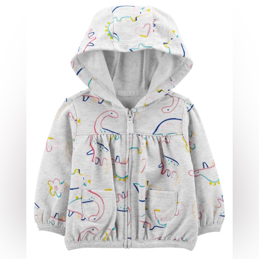 Carter’s Dinosaur Print Hoodie - Gray, 6m